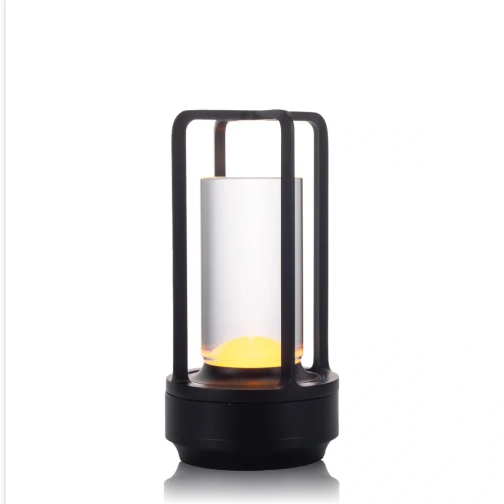 Modern Black Lantern-Cordless Rechargeable Waterproof Portable